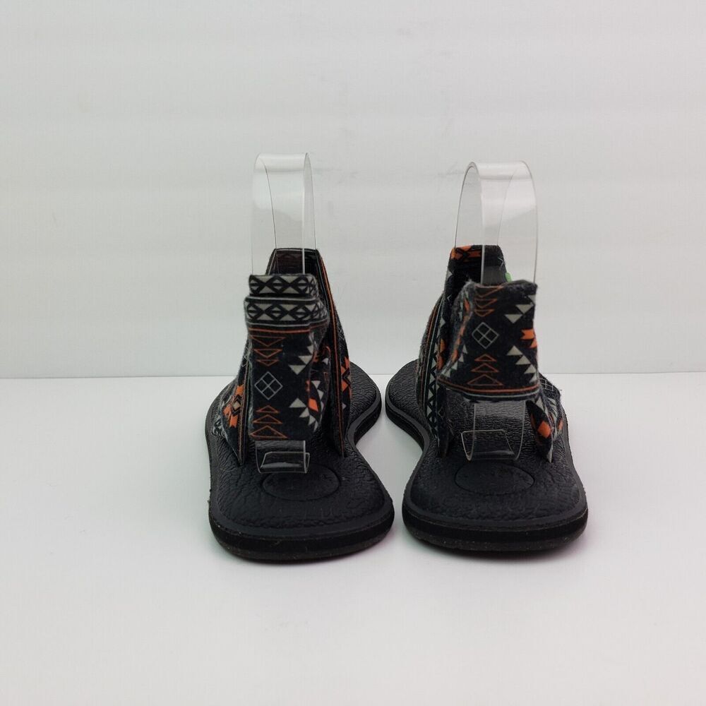 Sanuk Yoga Sling Womens Size 8 Black Orange Aztec Comfort Casual Flat Sandals - Picture 7 of 12